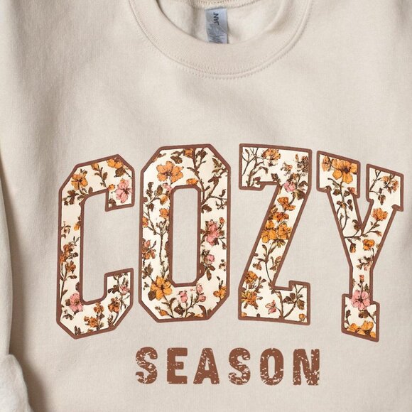 Cozy Season Sweatshirt Retro Fall Graphic, Cotton-Poly Blend - Picture 2 of 5